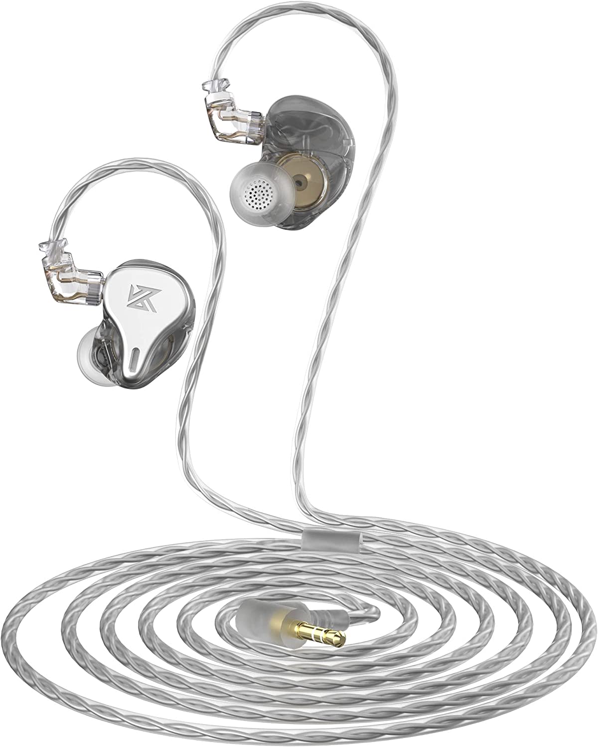 KZ DQ6 In Ear Earbuds HiFi Bass Earphone with Detachable Tangle-Free Cable 2Pin (No Mic, Gray)