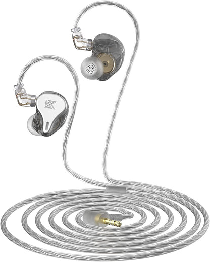 KZ DQ6 In Ear Earbuds HiFi Bass Earphone with Detachable Tangle-Free Cable 2Pin (No Mic, Gray)