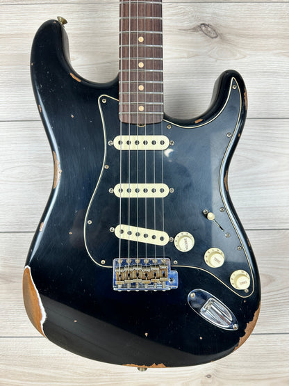 Fender Custom Shop Black Roasted Dual-Mag Strat Relic - Aged Black - CBN Music Warehouse