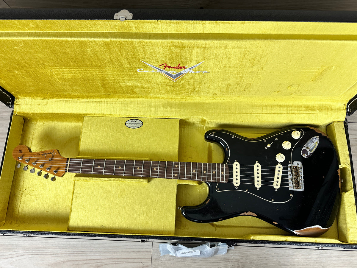 Fender Custom Shop Black Roasted Dual-Mag Strat Relic - Aged Black - CBN Music Warehouse