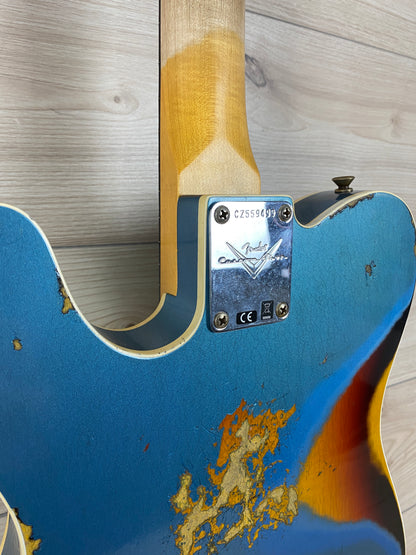Fender Custom Shop 1960 Telecaster Custom Relic Electric Guitar Aged Lake Placid Blue over 3-Color Sunburst