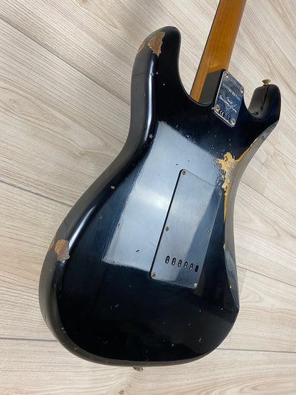Fender Custom Shop Limited Edition Dual-Mag II Strat Relic Electric Guitar - Aged Black Over 3 Color Sunburst - CBN Music Warehouse