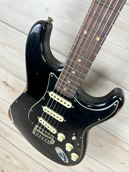 Fender Custom Shop Black Roasted Dual-Mag Strat Relic - Aged Black - CBN Music Warehouse