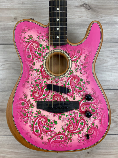 Fender American Acoustasonic limited Edition Telecaster, Pink Paisley - CBN Music Warehouse