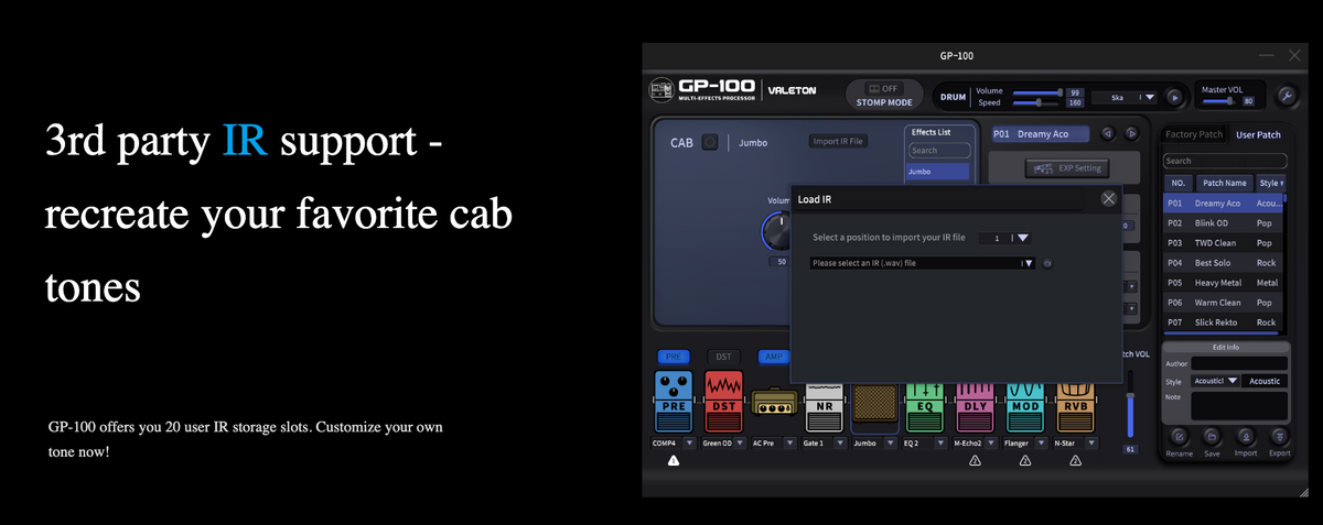 Valeton GP-100 Multi-Effects Processor Amp & Cab Sim Pedal and Interface - CBN Music Warehouse