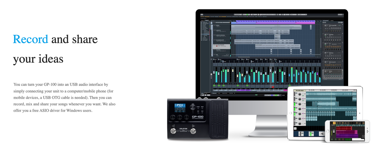 Valeton GP-100 Multi-Effects Processor Amp & Cab Sim Pedal and Interface - CBN Music Warehouse