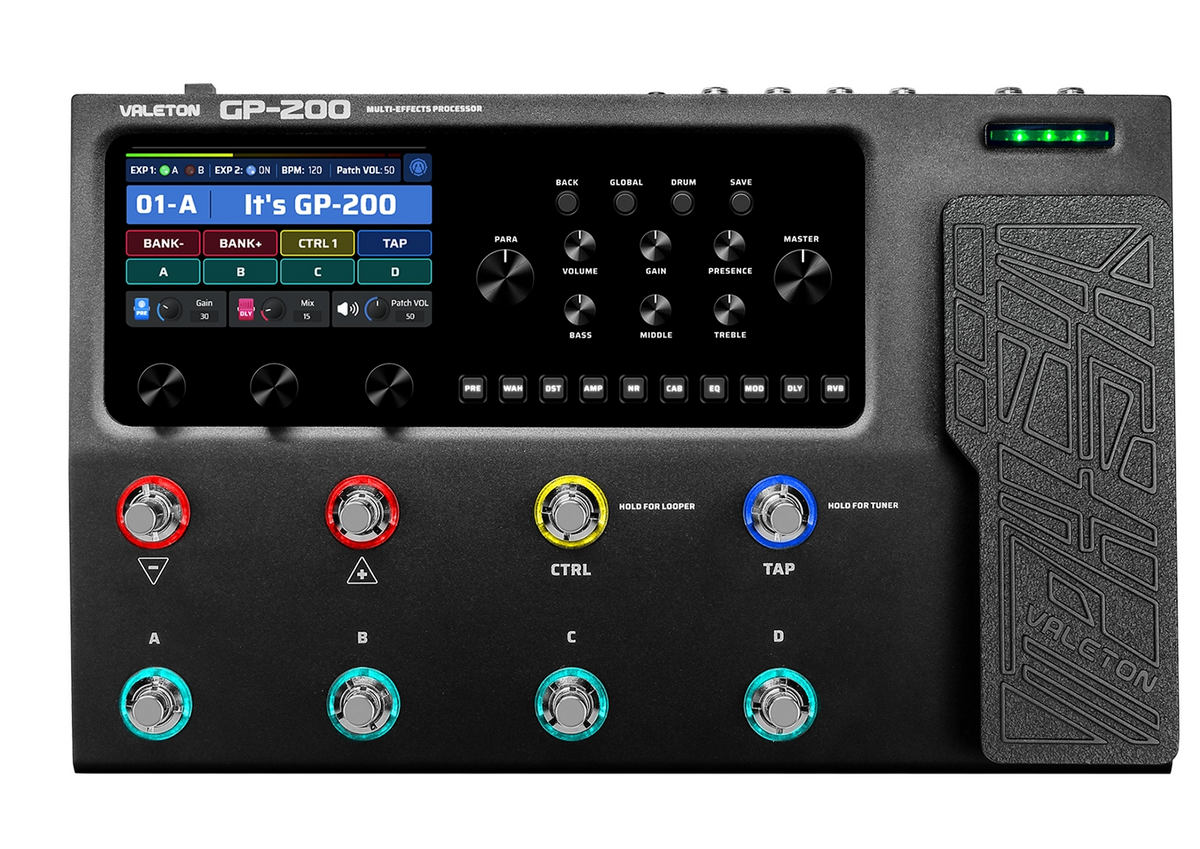 Valeton GP-200 Multi-Effects Processor Floorboard for Guitar w/ Color LCD Screen - CBN Music Warehouse