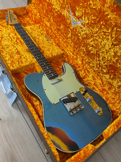 Fender Custom Shop 1960 Telecaster Custom Relic Electric Guitar Aged Lake Placid Blue over 3-Color Sunburst