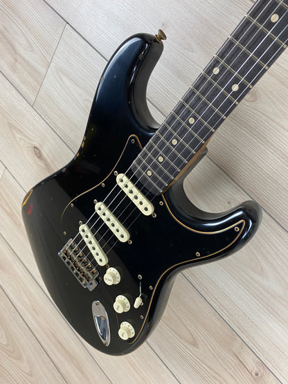 Fender Custom Shop Limited Edition Dual-Mag II Strat Relic Electric Guitar - Aged Black Over 3 Color Sunburst - CBN Music Warehouse