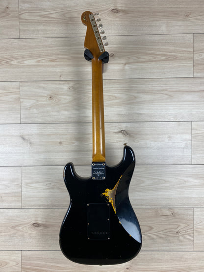 Fender Custom Shop Limited Edition Dual-Mag II Strat Relic Electric Guitar - Aged Black Over 3 Color Sunburst - CBN Music Warehouse