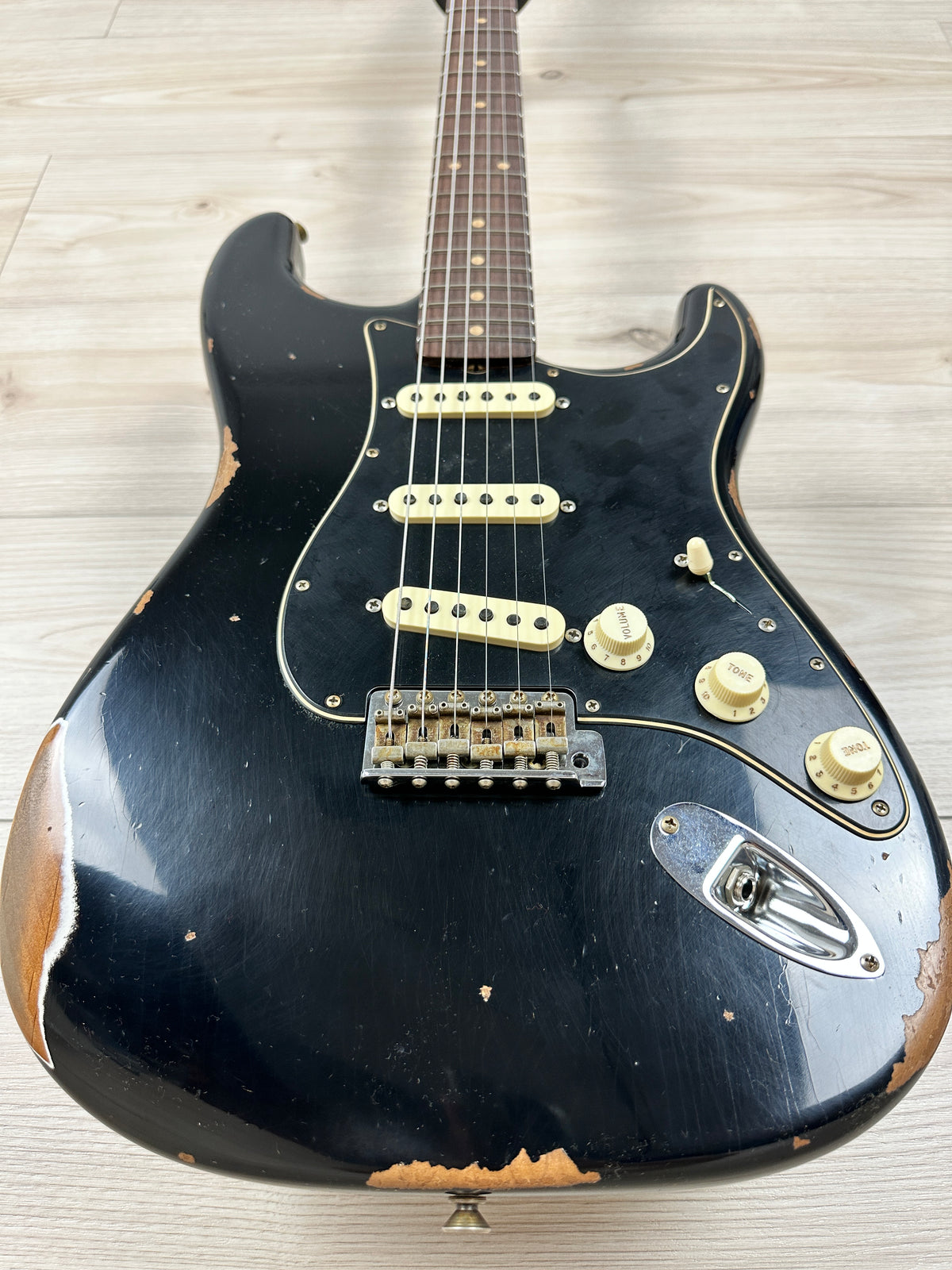 Fender Custom Shop Black Roasted Dual-Mag Strat Relic - Aged Black - CBN Music Warehouse