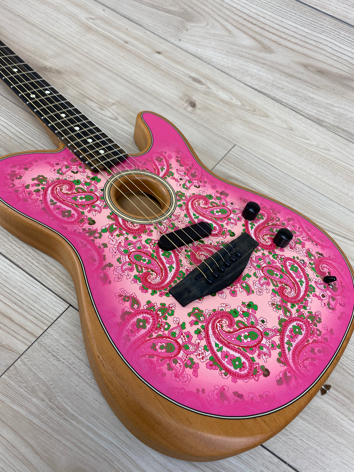 Fender American Acoustasonic limited Edition Telecaster, Pink Paisley - CBN Music Warehouse