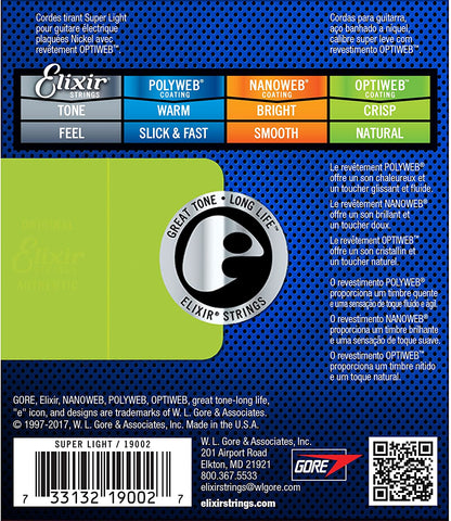 Elixir Optiweb Electric Guitar Strings, Super Light, 9-42 - CBN Music Warehouse