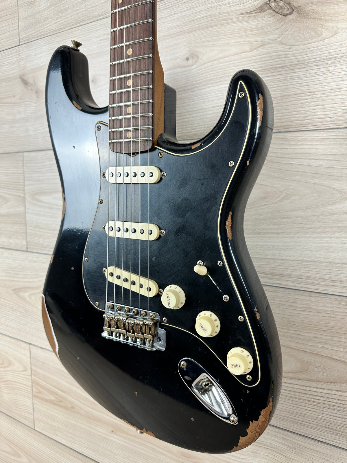 Fender Custom Shop Black Roasted Dual-Mag Strat Relic - Aged Black - CBN Music Warehouse
