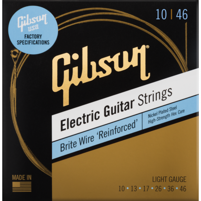 Gibson SEG-BWR10 Brite Wire 'Reinforced' Electric Guitar Strings - .010-.046 Light - CBN Music Warehouse
