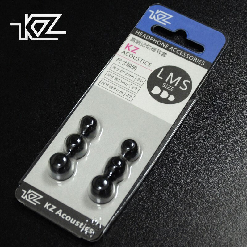KZ Noise Isolation Memory Foam Ear tips - 3 Pairs L M S Size Replacement Earbuds for KZ In-Ear Earphones - Black - CBN Music Warehouse
