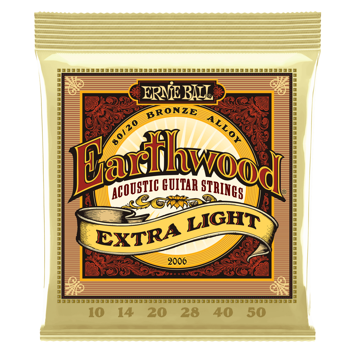 Ernie Ball 2006 Extra Light Earthwood 80/20 Bronze Acoustic Strings - .010-.050