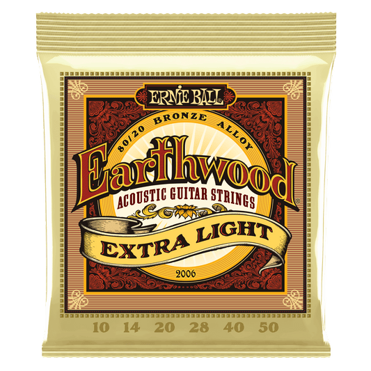 Ernie Ball 2006 Extra Light Earthwood 80/20 Bronze Acoustic Strings - .010-.050