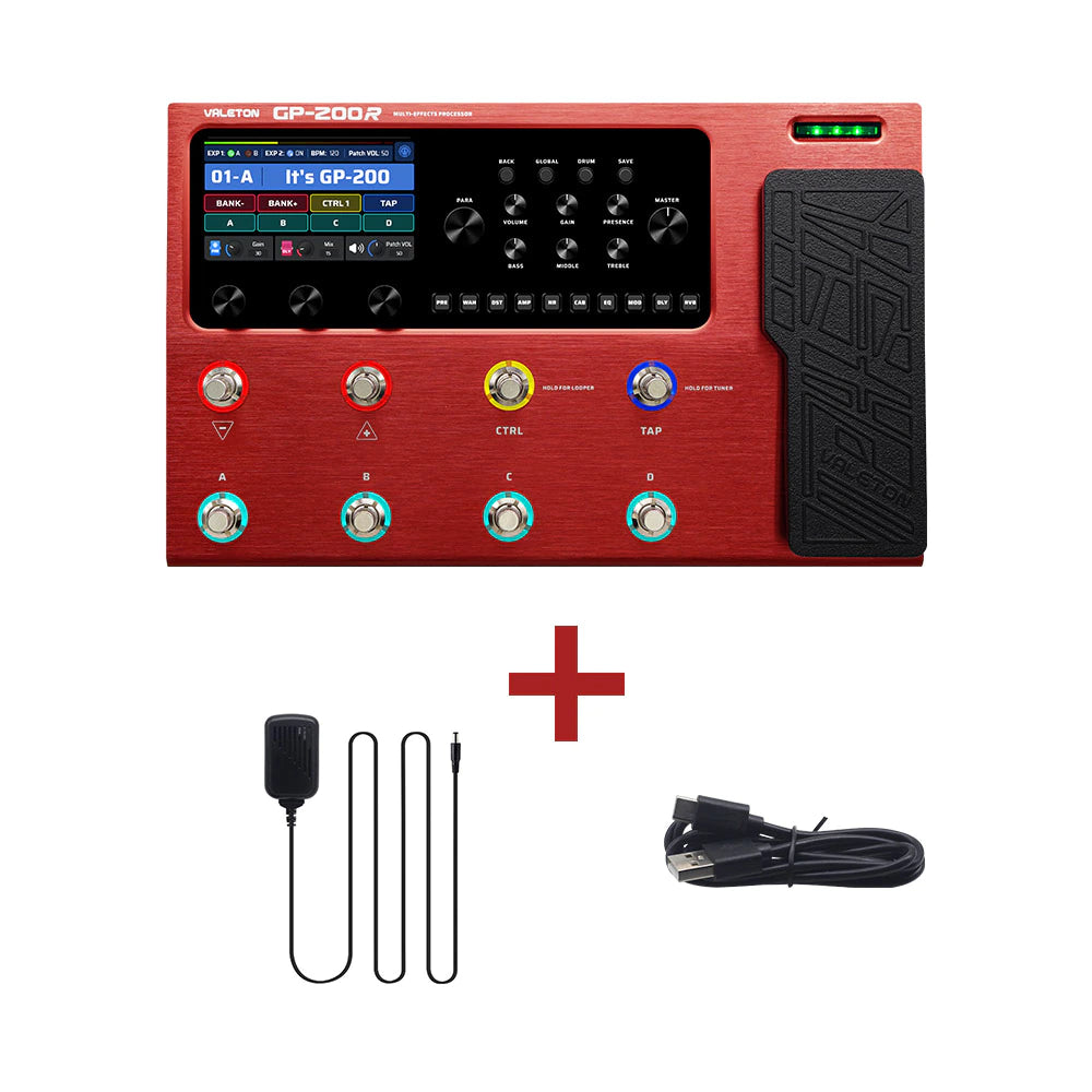 Valeton GP-200R Multi-Effects Processor Pedal for Guitar - Red - CBN Music Warehouse