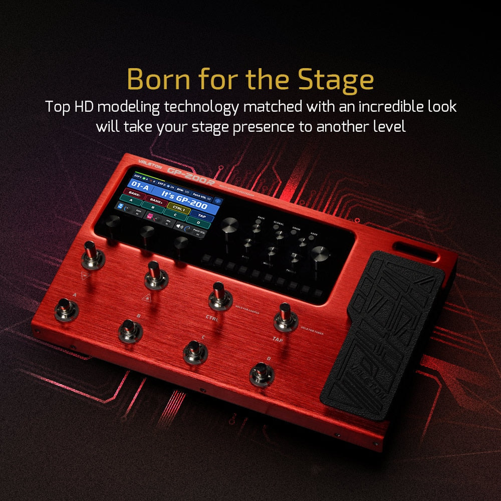 Valeton GP-200R Multi-Effects Processor Pedal for Guitar - Red - CBN Music Warehouse