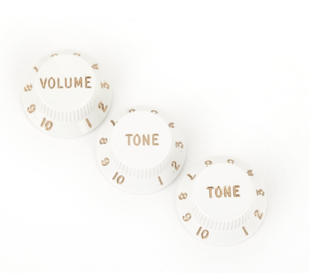 Fender Stratocaster® Knobs, White (Volume, Tone, Tone) (3) - CBN Music Warehouse
