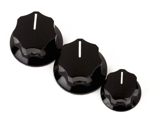 Fender Jazz Bass Knobs, Black (2 Large, 1 Small) (Set of 3) - CBN Music Warehouse