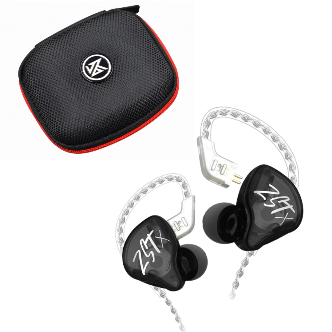 KZ ZST X Black BUNDLE - in-Ear Headphones (Black Without Mic) + Genuine KZ Carrying Case - CBN Music Warehouse