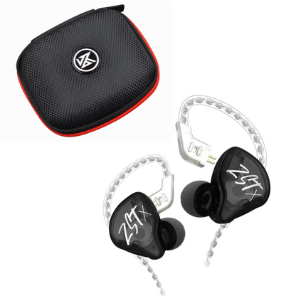 KZ ZST X Black BUNDLE - in-Ear Headphones (Black Without Mic) + Genuine KZ Carrying Case - CBN Music Warehouse