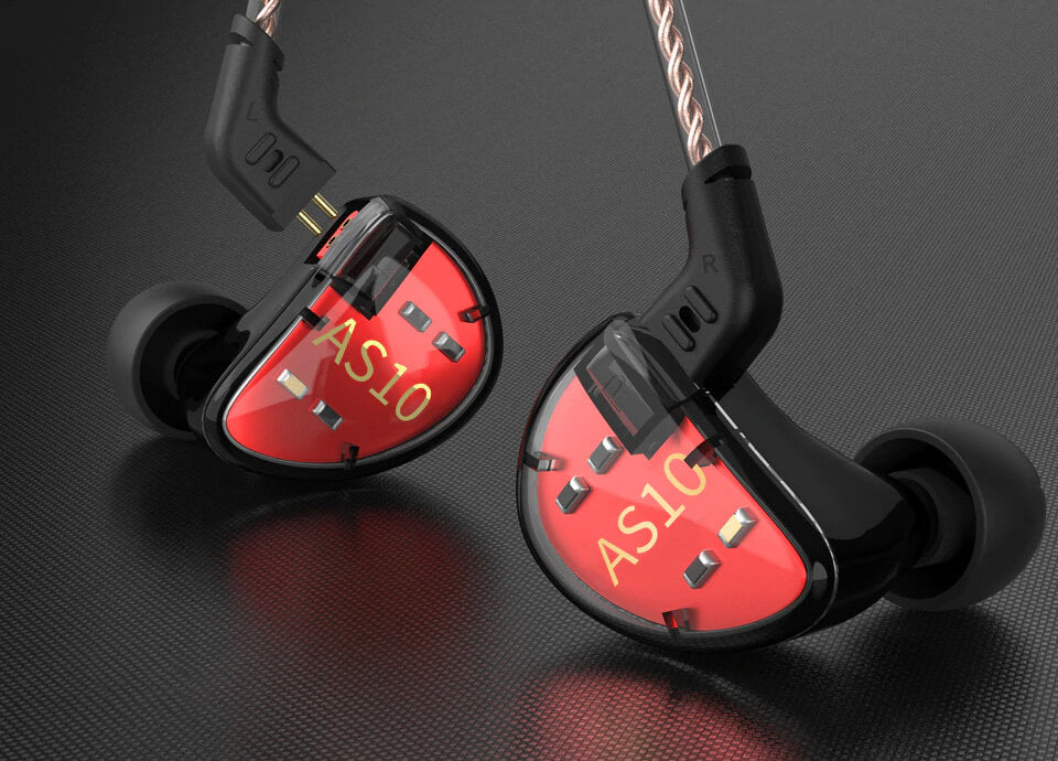KZ AS10 IEM 5 Balanced Armature Driver Earphone, Stereo HiFi in Ear Monitor Headphone Musician Headset (No Microphone, Black) - CBN Music Warehouse