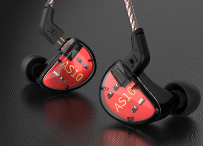 KZ AS10 IEM 5 Balanced Armature Driver Earphone, Stereo HiFi in Ear Monitor Headphone Musician Headset (No Microphone, Black) - CBN Music Warehouse