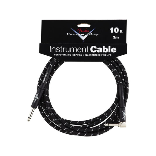 Fender Custom Shop Performance Series 10ft 3M Instrument Cable, Angled, Black Tweed - CBN Music Warehouse