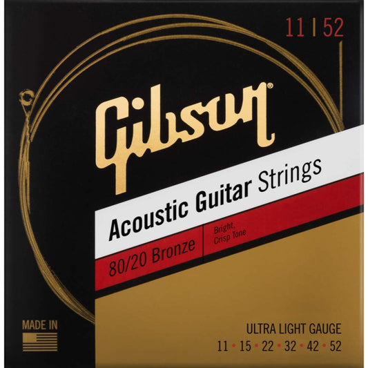 Gibson SAG-BRW11 80/20 Bronze Acoustic Guitar Strings - Ultra Light (11-52) - CBN Music Warehouse