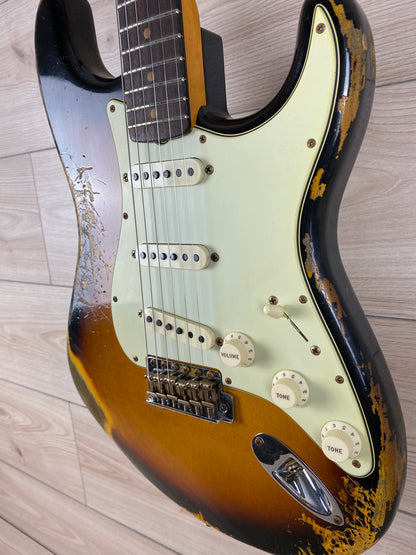 Fender Custom Shop '61 Stratocaster Heavy Relic Electric Guitar Super Faded Aged 3-Color Sunburst - CBN Music Warehouse