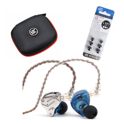 KZ ZS10 Pro Bundle - Includes KZ in-Ear HiFi Metal Earphones (No Mic, Blue), 1 - KZ EVA Case and 1 - KZ Foam tips - CBN Music Warehouse