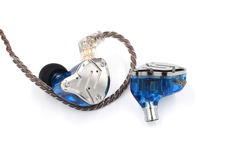 KZ ZS10 Pro Bundle - Includes KZ in-Ear HiFi Metal Earphones (No Mic, Blue), 1 - KZ EVA Case and 1 - KZ Foam tips - CBN Music Warehouse