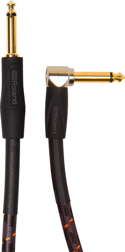 Roland Gold Series 20FT Instrument Cable Angled RIC-G20A - CBN Music Warehouse